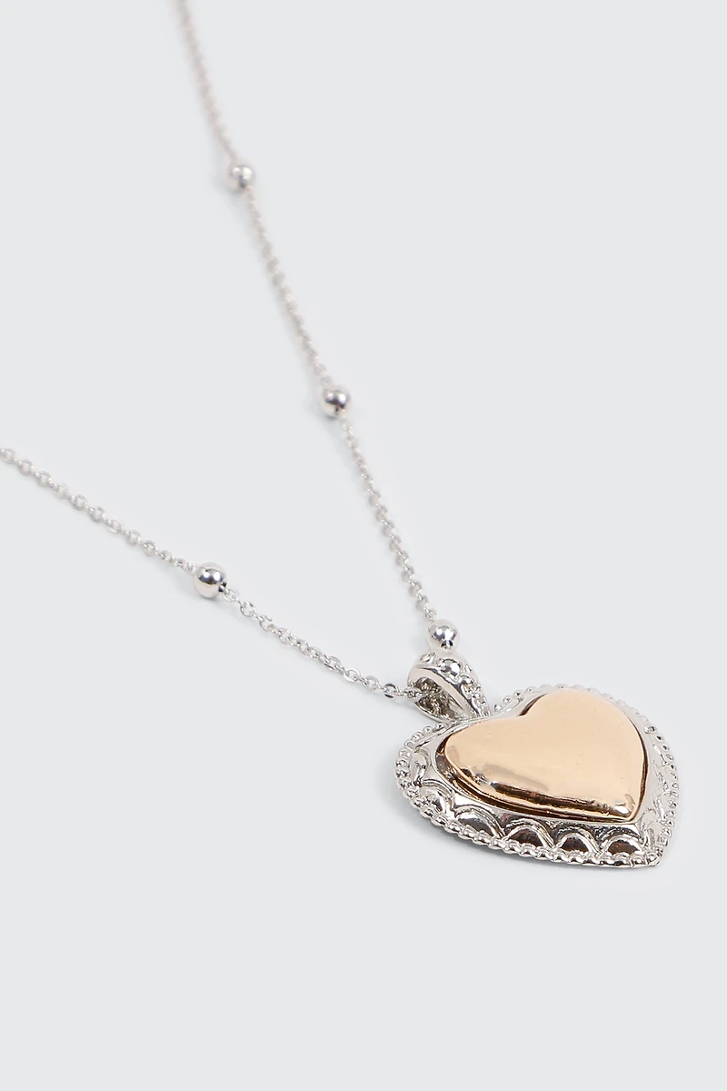 Collier cœur deux tons