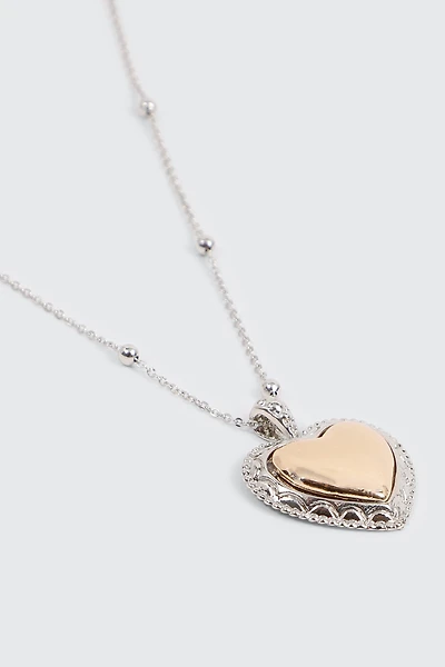 Collier cœur deux tons