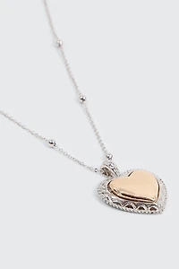 Collier cœur deux tons