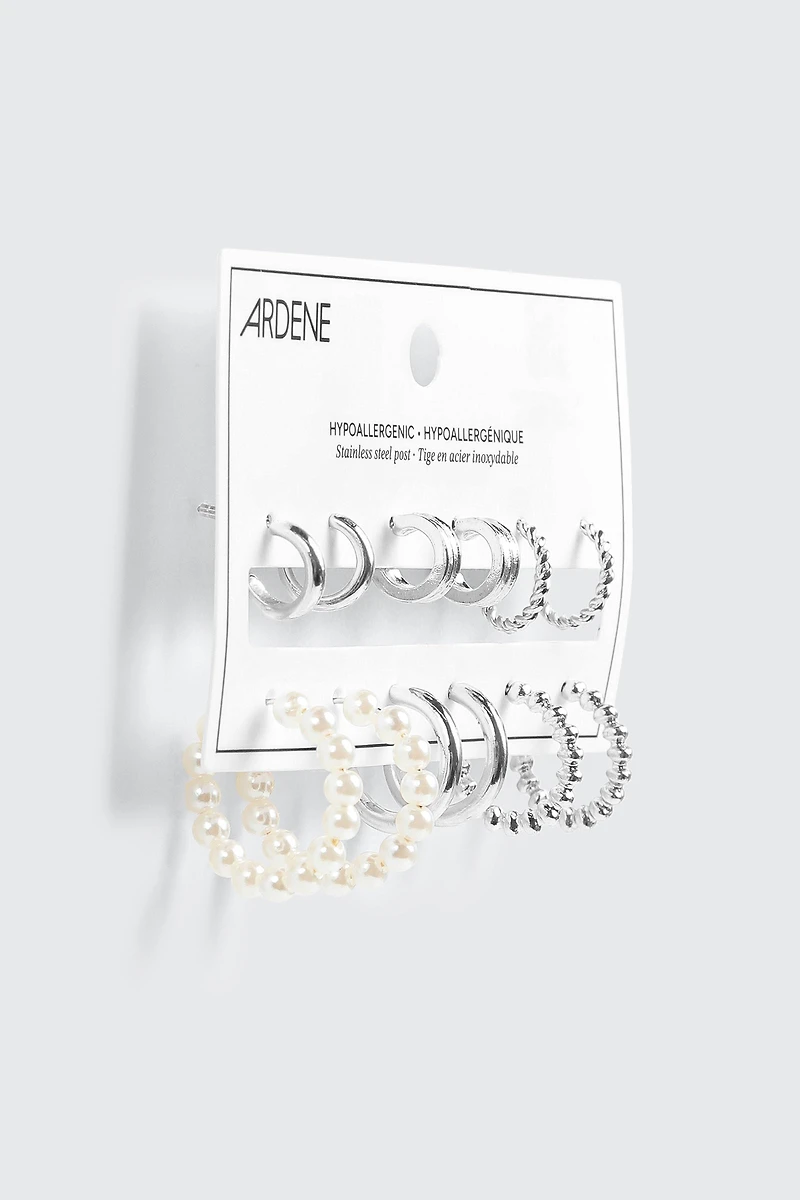 Lot de 6 paires d'anneaux variés