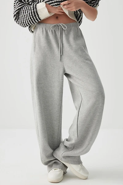 Ardene Barrel Leg Sweatpants in Grey | Size | Polyester/Cotton | Fleece-Lined