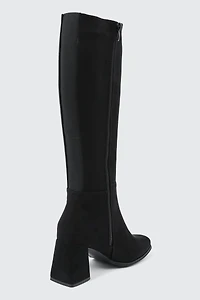 Bottes aux genoux à talon bloc évasé