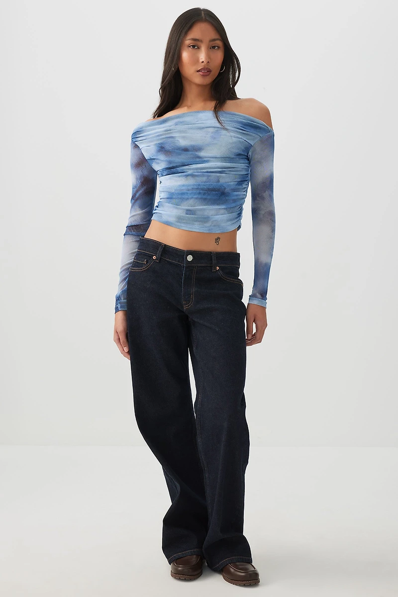 Haut froncé asymétrique en maille