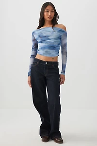 Haut froncé asymétrique en maille