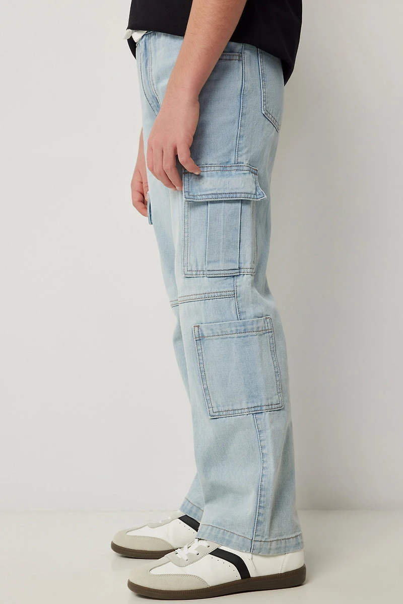 Jean cargo à jambe large