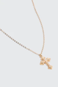 Ardene Cross Necklace in Gold