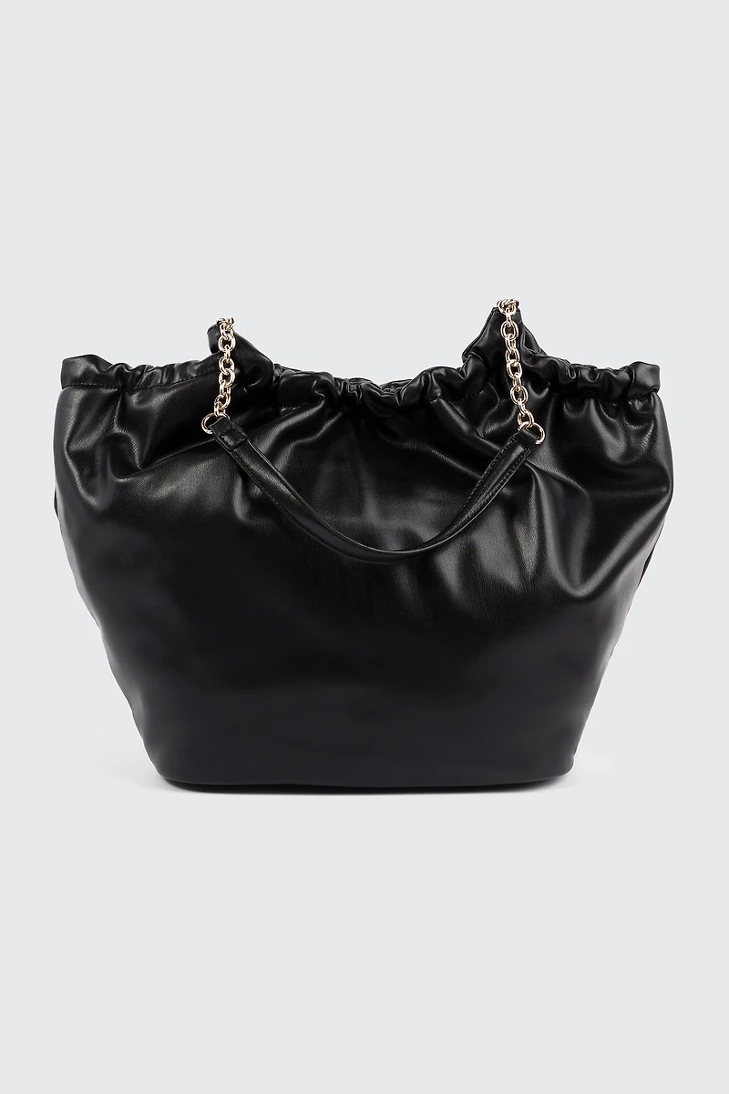 Sac fourre-tout froncé à ganses en chaîne