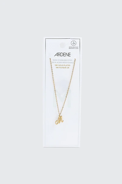 Collier initiale M en acier inoxydable plaqué or 14K