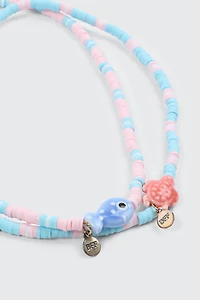 Duo de colliers à billes poisson et tortue