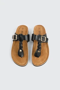 Sandales à bride en T tressée