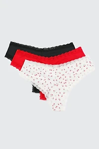 Ardene 3-Pack Microfiber Cheeky Panty Panties in Red | Size | Polyester/Elastane