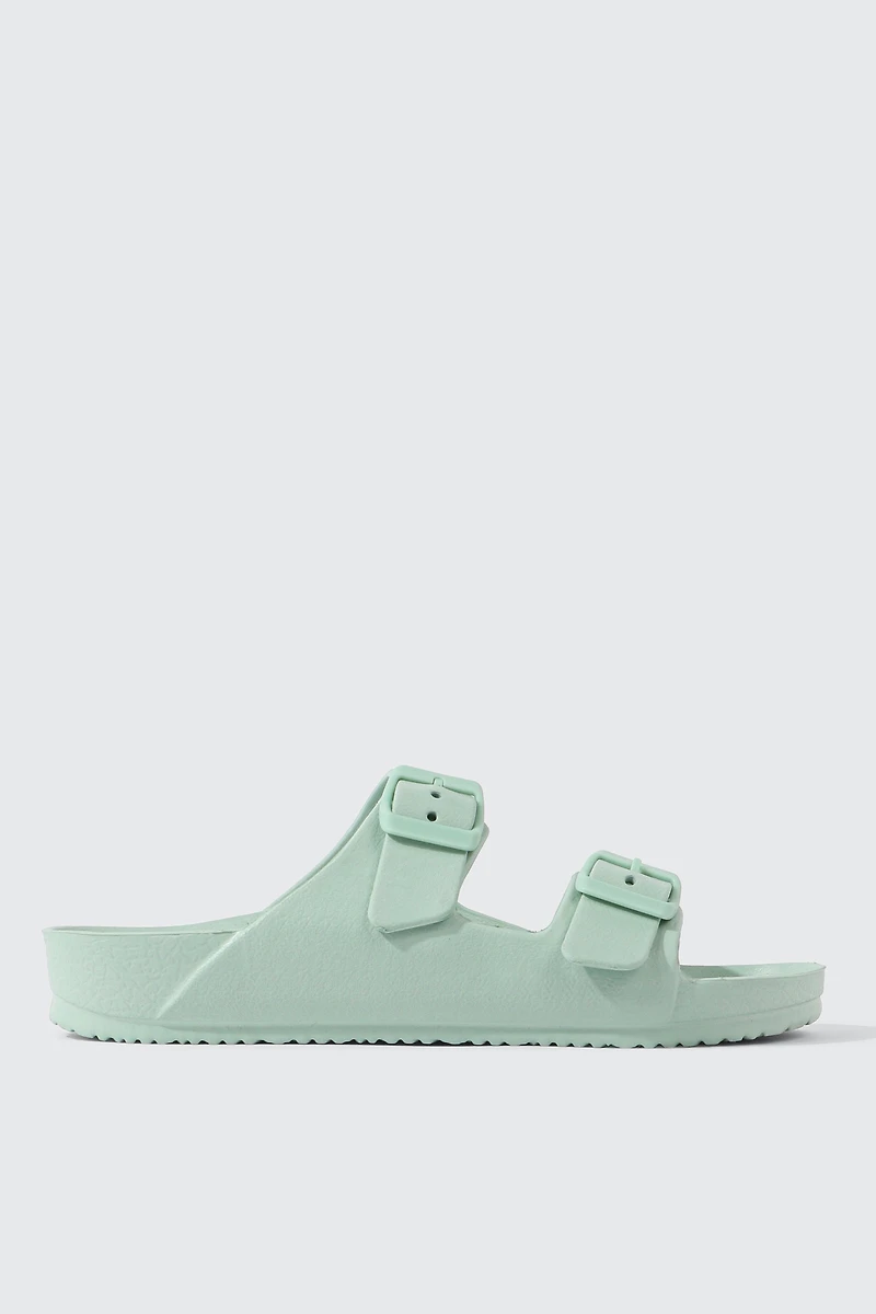 Ardene Two-Strap Sandals in Light Green | Size 9 | Eco-Conscious