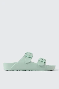Ardene Two-Strap Sandals in Light Green | Size 9 | Eco-Conscious