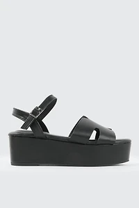 Ardene Platform H Strap Sandals in Black | Size | Eco-Conscious