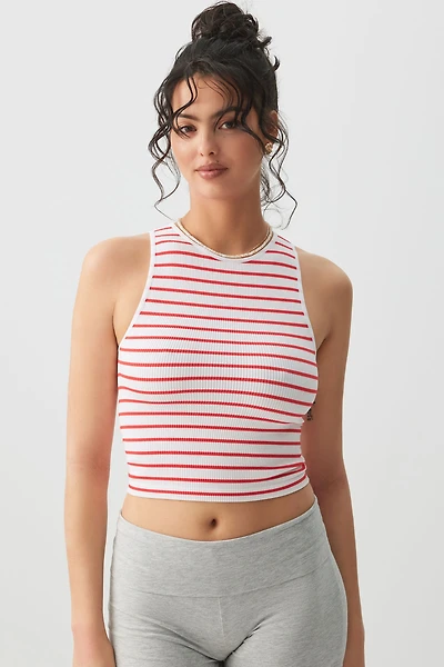 Ardene Basic High Neck Seamless Crop Tank Top in White | Size | Nylon/Elastane