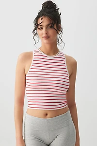 Ardene Basic High Neck Seamless Crop Tank Top in White | Size | Nylon/Elastane