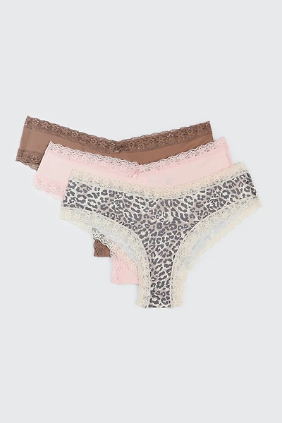 Ardene 3-Pack Microfiber Cheeky Panty Panties | Size | Polyester/Elastane