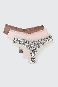 Ardene 3-Pack Microfiber Cheeky Panty Panties | Size | Polyester/Elastane