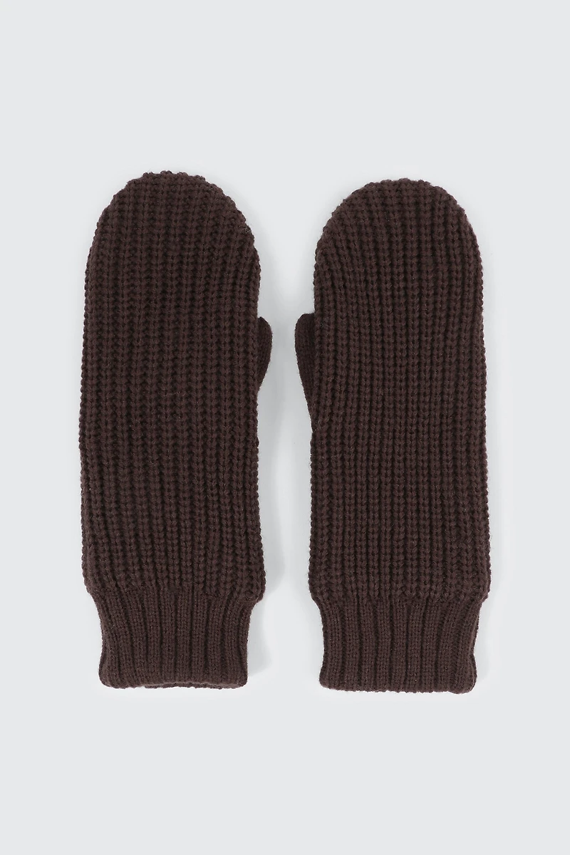 Ardene Fleece Lined Knit Mittens in | 100% Acrylic