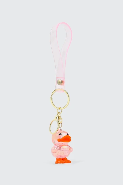 Ardene Iridescent Duck Keychain in Light Pink