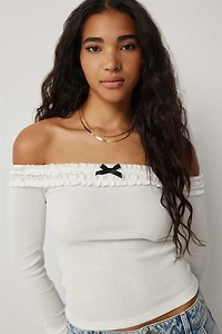 Haut épaules dénudées à froufous