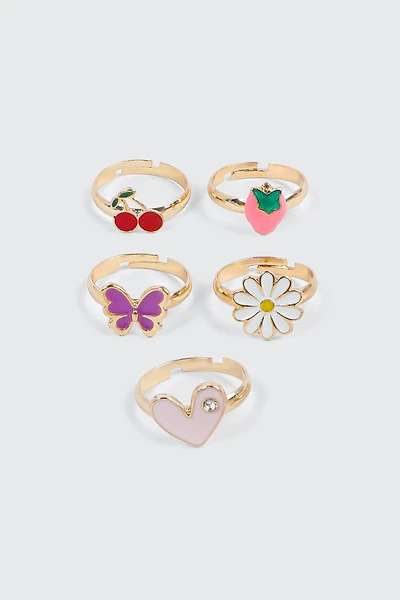 Ensemble de 5 bagues fraise