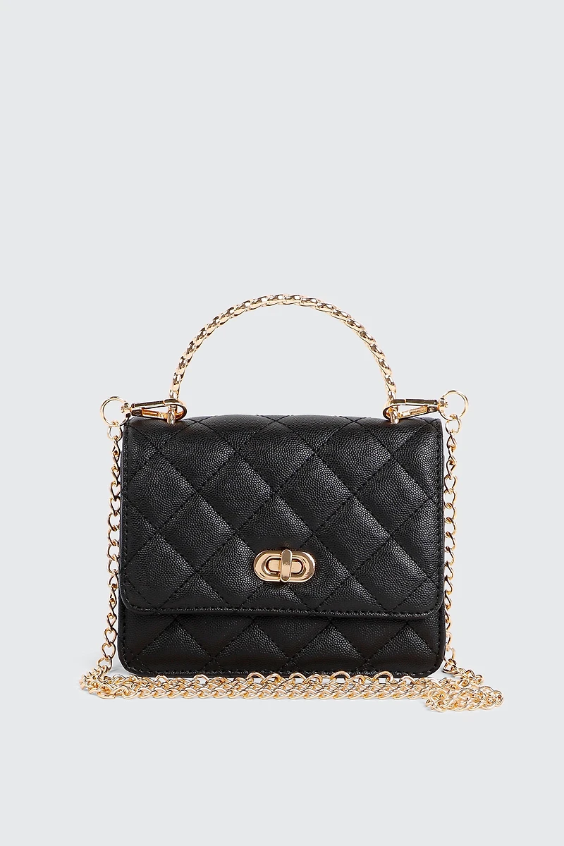Ardene Quilted Evening Bag in Black | Faux Leather/Polyester