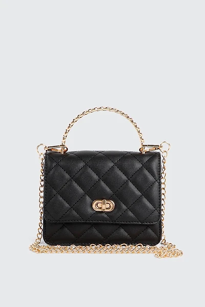 Ardene Quilted Evening Bag in Black | Faux Leather/Polyester
