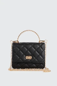 Ardene Quilted Evening Bag in Black | Faux Leather/Polyester