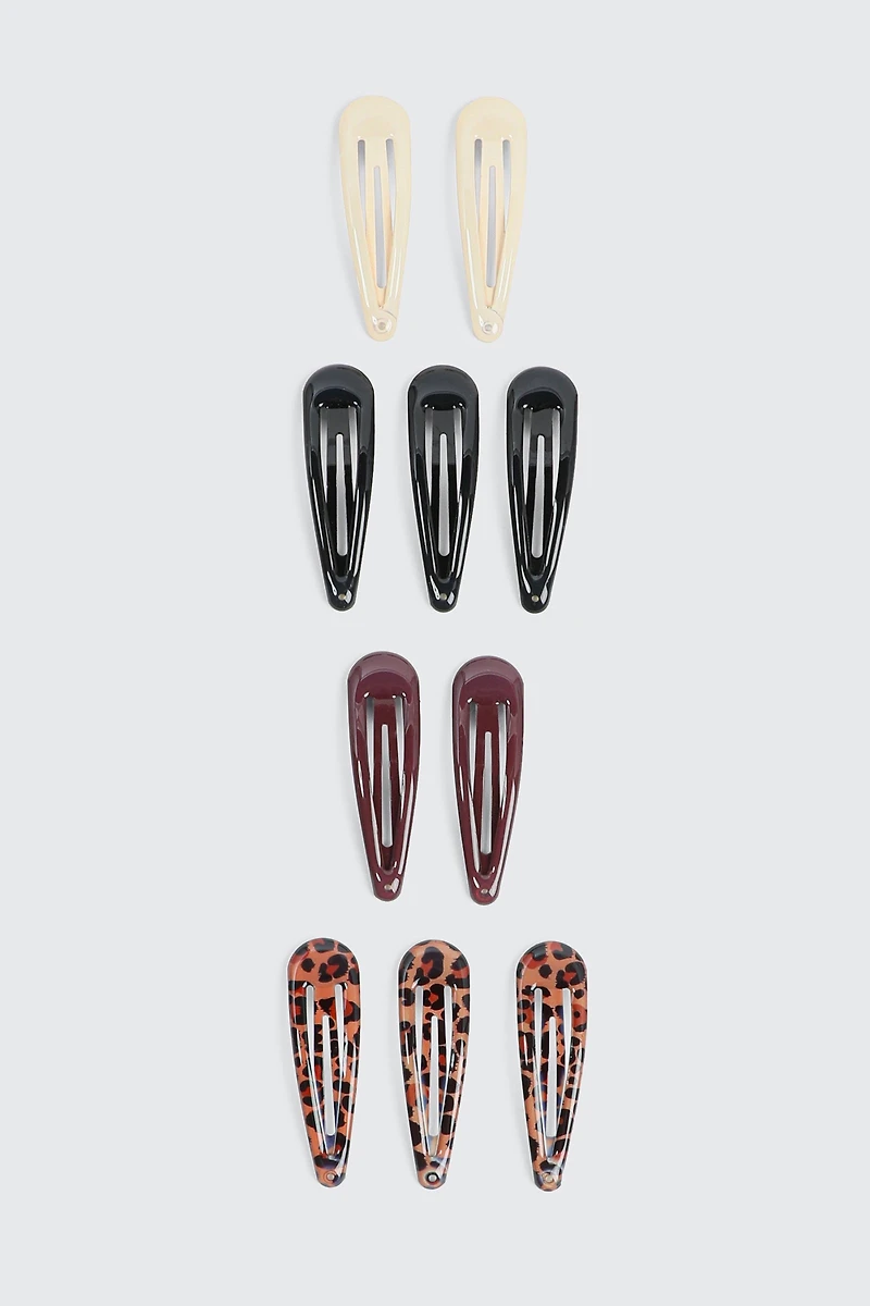Ardene 10-Pack Neutral & Leopard Hair Snap Clips