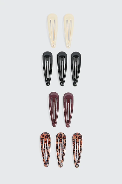 Ardene 10-Pack Neutral & Leopard Hair Snap Clips