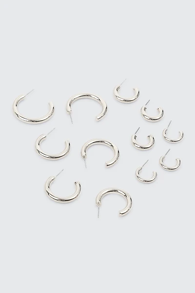 Ardene 6-Pack Hoop Earrings in Silver | Stainless Steel