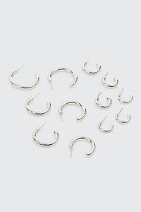 Ardene 6-Pack Hoop Earrings in Silver | Stainless Steel