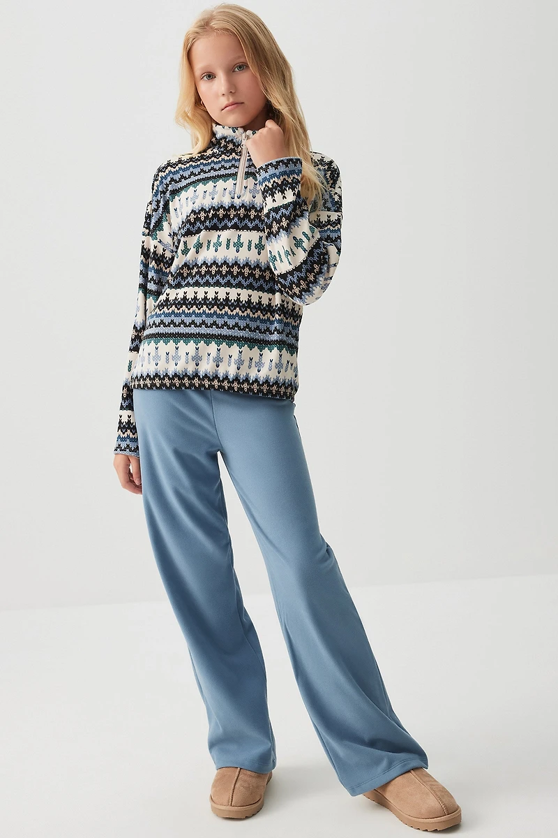 Chandail polaire à glissière 1/4 motif Fair Isle