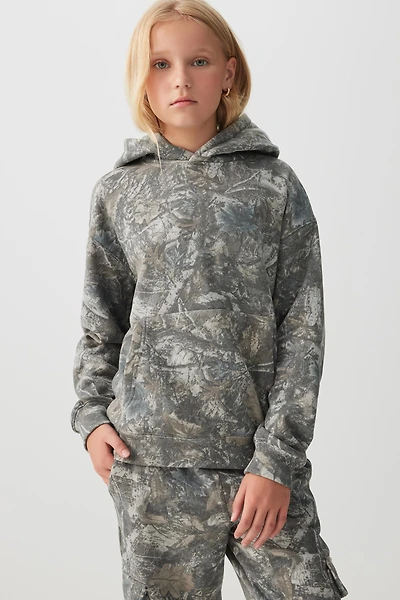 Ardene Kids Camouflage Hoodie in Medium Green | Size | Polyester/Cotton | Fleece-Lined