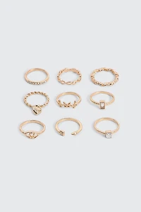 Ardene 9-Pack Assorted Gold Rings | Size