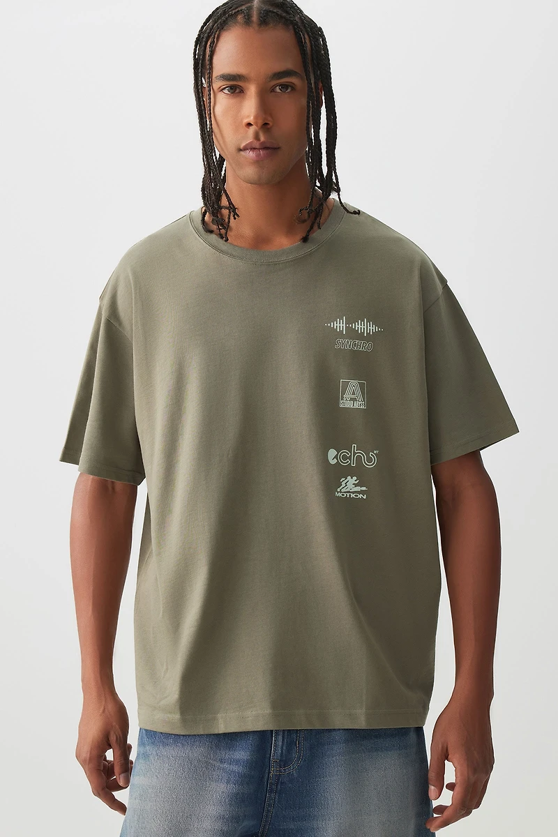Ardene Man Graphic T-Shirt For Men in Khaki | Size | Cotton
