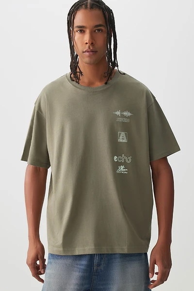 Ardene Man Graphic T-Shirt For Men in Khaki | Size | Cotton