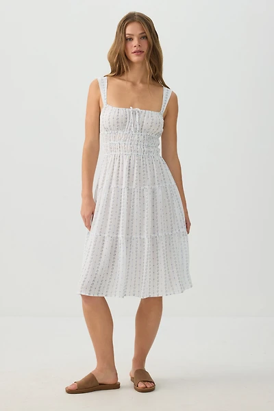Ardene Chiffon Midi Tiered Dress in White | Size | Polyester