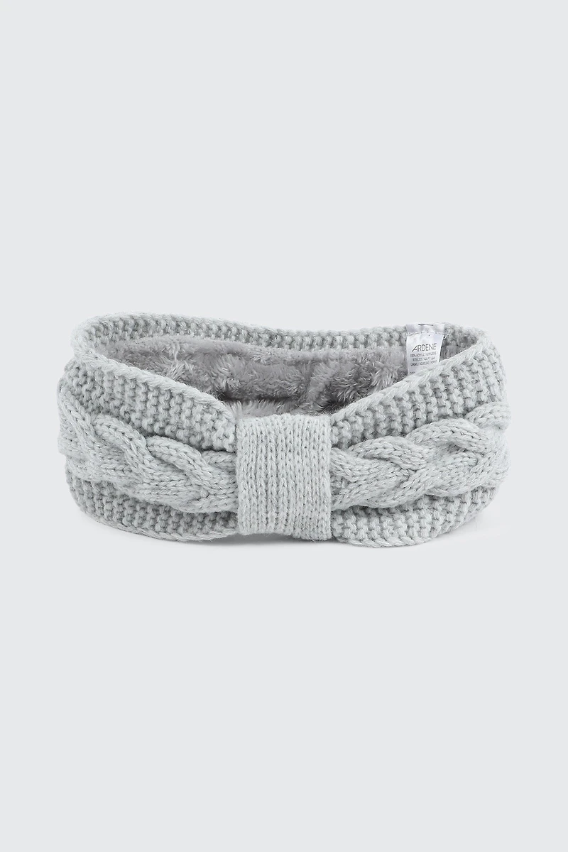Ardene Cable Knit Headband in Grey | Polyester
