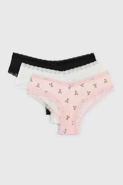 Ardene 3-Pack Microfiber Cheeky Panty Panties in Light Pink | Size | Polyester/Elastane