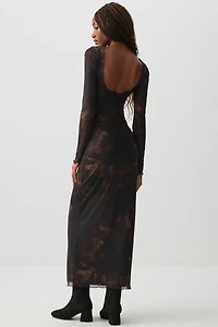 Robe maxi à motif guépard abstrait