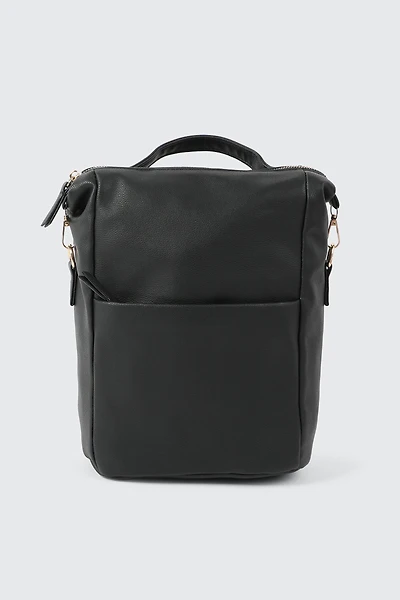 Ardene Black Faux Leather Backpack | Faux Leather/Polyester
