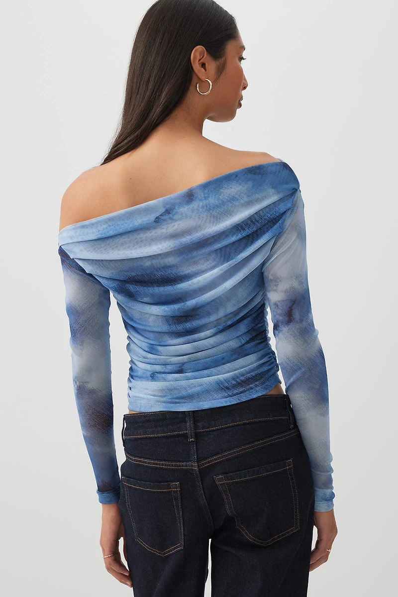 Haut froncé asymétrique en maille