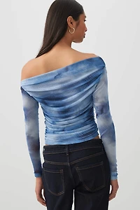 Haut froncé asymétrique en maille