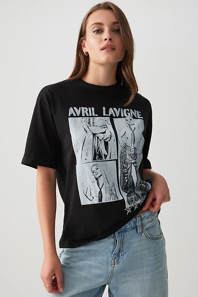 Ardene Oversized Avril Lavigne T-Shirt in Black | Size | 100% Cotton