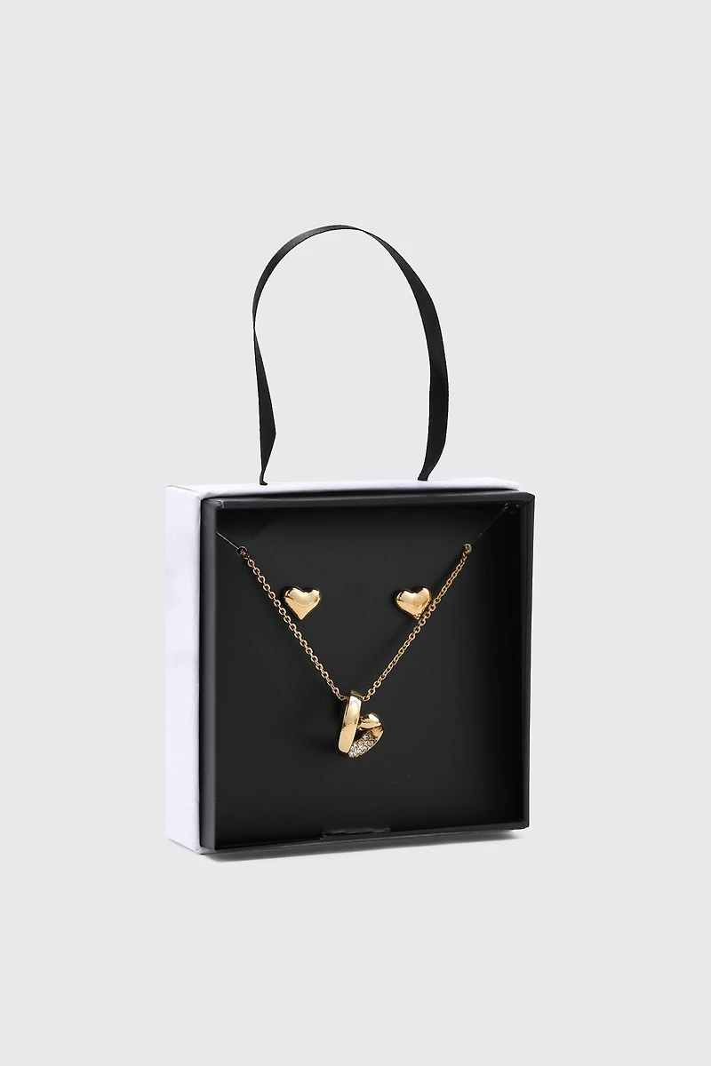 Ardene Heart Jewelry Gift Set in Gold | Stainless Steel