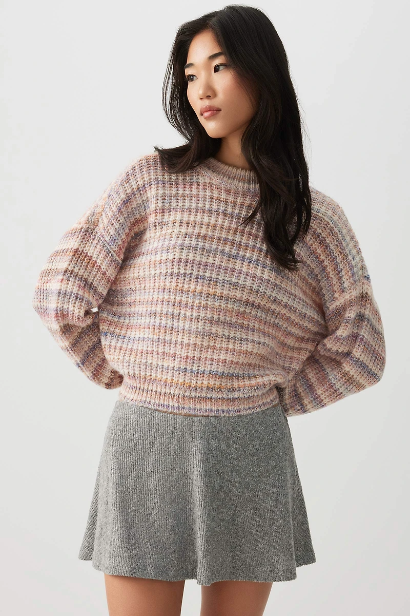 Ardene Irregular Striped Sweater in Medium Pink | Size | Polyester