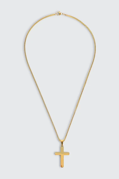 Ardene Man Stainless Steel Cross Pendant Chain Necklace For Men in Gold