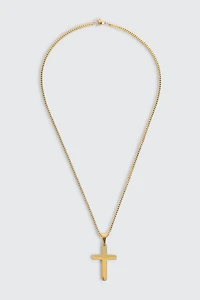 Ardene Man Stainless Steel Cross Pendant Chain Necklace For Men in Gold